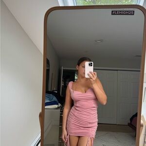 Elegant Pink Ruched Dress